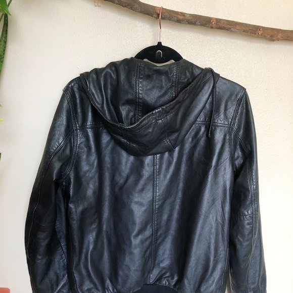 Jack London Leather Jacket with Hood - Picture 3 of 9